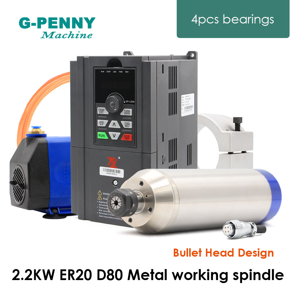 2.2kw ER20 D80 Metal Spindle W - 2.2Kw Water Cooled Spindle Kit Vfd 评论和价格